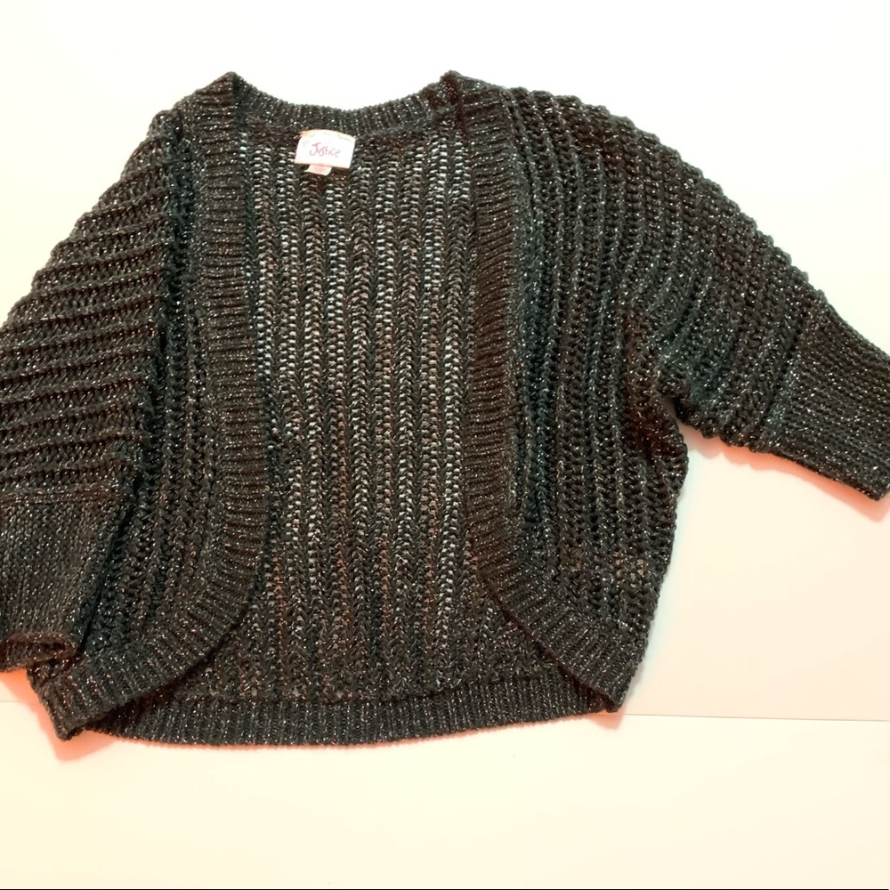 Justice Black with silver accent knit cardigan 10/12